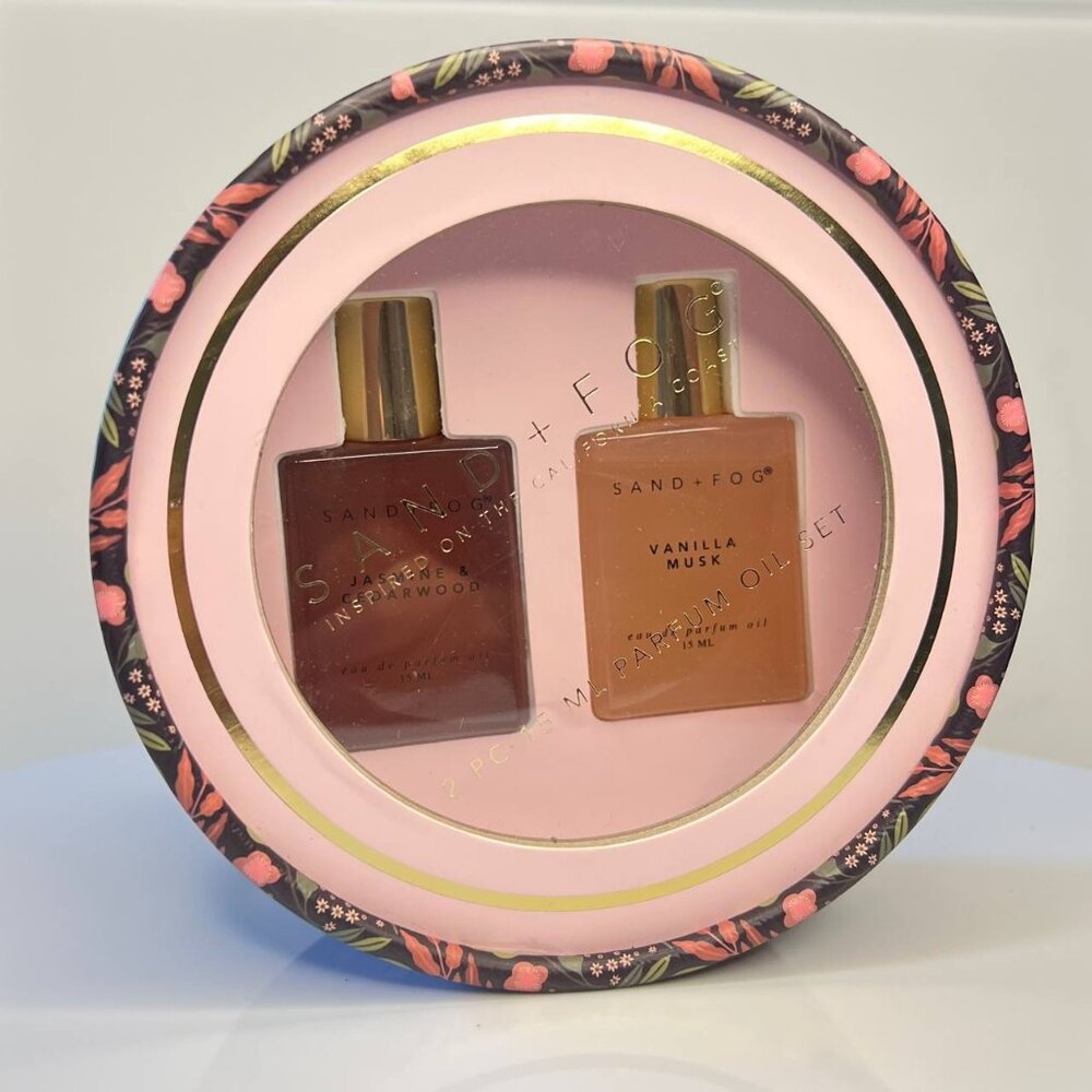 SAND + FOG Holiday gift set parfum oil Vanilla Musk + Jasmine Cedarwood